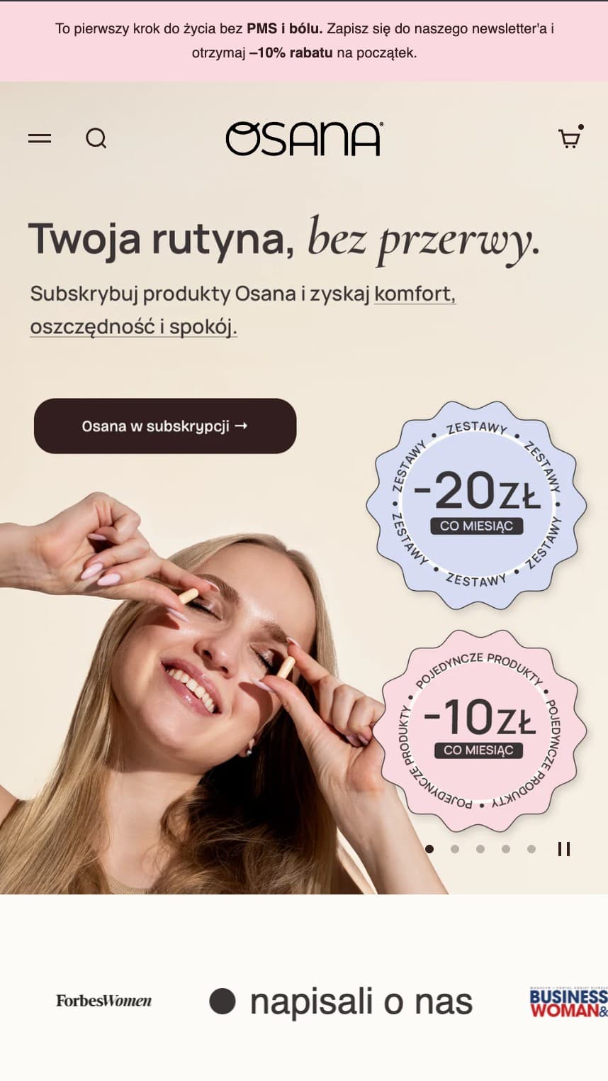 Osana.pl — sklep Shopify z suplementami